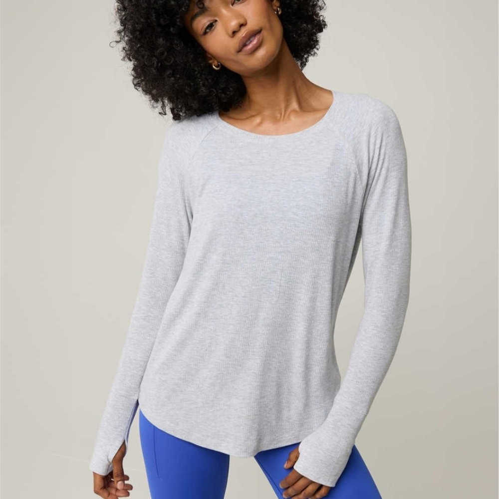 Aerie  Heather Gray Long Sleeve Top With Thumb Holes